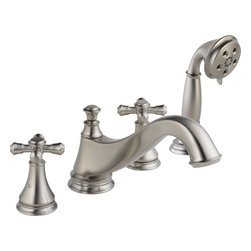 Delta Cassidy Roman Tub w/ Hand Shower Trim - Low Arc Spout - Tub And Shower Faucet Sets