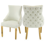 Meridian Furniture - The Tuft Dining Chair, White, Faux Leather, Set of 2 - Elegant and eye-catching, the stunning White Faux Leather Tuft Dining Chair from Meridian Furniture is the perfect addition to any space.
