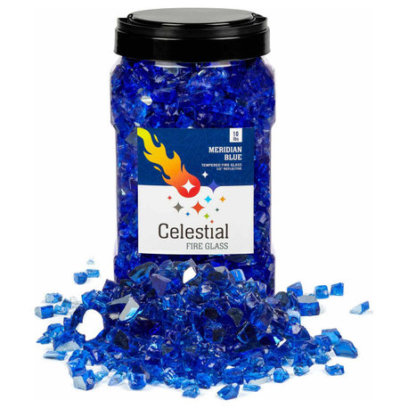 1/2" Reflective Tempered Fire Glass, Meridian Blue, 10 lb. Jar