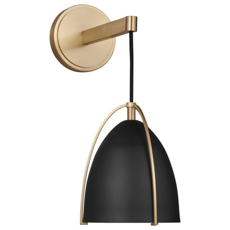 Sea Gull Norman 1-Light Bath Vanity 4151701-848, Satin Brass/Midnight Black