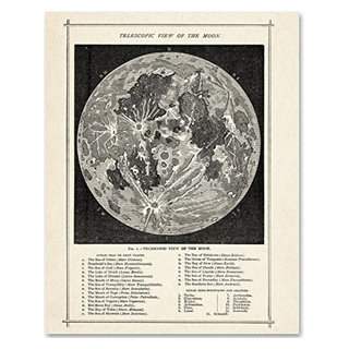 Antique Map of the Moon, 11x14 Unframed Art Print - Contemporary ...