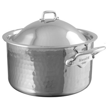 Mauviel M'Elite Hammered Stewpan With Lid & Cast Stainless Steel Handles, 6.2-qt