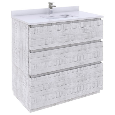 Fresca Formosa Floor Standing Bathroom Vanity, Rustic White, 36", Top & Sink