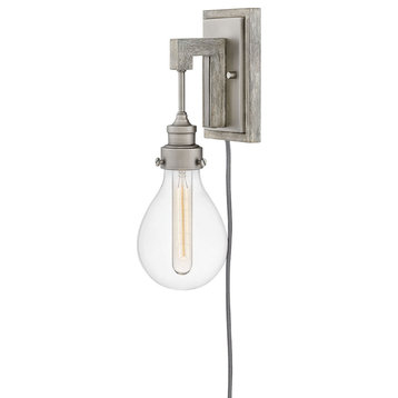 Hinkley Denton Medium Single Light Plug-In Sconce, Pewter
