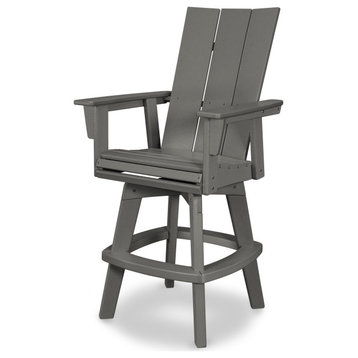 POLYWOOD Modern Adirondack Swivel Bar Chair, Slate Gray