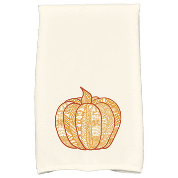 Pumpkin Patch Holiday Geometric Print Kitchen Towel, Gold