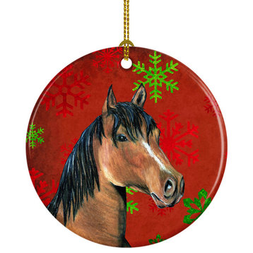 Horse Red Snowflakes Holiday Christmas Ceramic Ornament Sb3124Co1