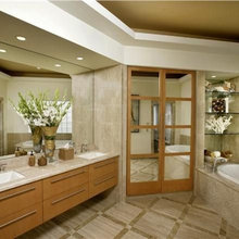 tub niche with glass shelves are nice.