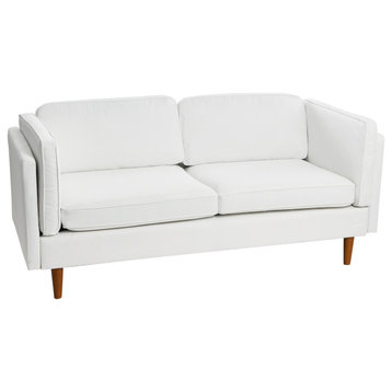 Atley Modern Upholstered High Sided Sofa With Solid Wood Legs, Coastal White