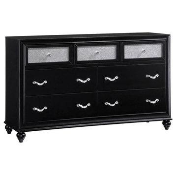 Wood Dresser with 7 Drawers, Black