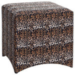StyleCraft - Dann Foley Stool Brown, Black, White Cheetah Print Linen Upholstery - Made from foam, solid wood, and linen, the StyleCraft Black and White Zebra Print Stool is a simple and stylish piece for any modern or contemporary home. The stool bottom features a curved design and includes footpads to prevent sliding. The textured brown, black, and cream leopard print fabric is sure to add a pop of style to your space.