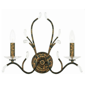 2 Light Wall Sconce in French Country Style - 18.5 Inches wide by 15 Inches