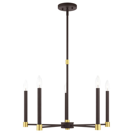 Livex Lighting Karlstad 5 Light Bronze With Satin Brass Accents Chandelier