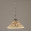 Bow Pendant In Brushed Nickel, 16" Chocolate Icing Glass