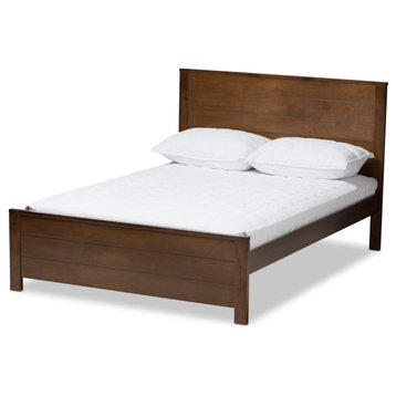 Catalina Modern Classic Mission Style Platform Bed, Walnut Brown, Full