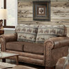 American Furniture Classics Model B8502-TL-L Deer Teal Lodge Tapestry Loveseat