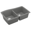 Karran Undermount Quartz 33" 50/50 Double Bowl Kitchen Sink Kit, Grey