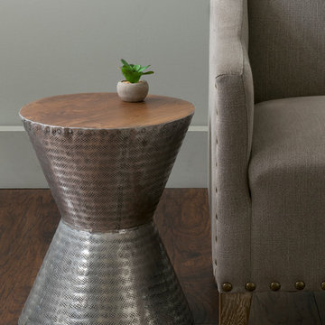 East At Main's Lupton Silver Teakwood Round Accent Table