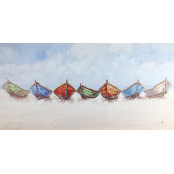 24"x48" Ready to Boat Canvas Wall Art Print by Tina O. Blue Sky Beach