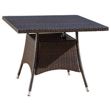 GDF Studio Kanasca Outdoor Multi Brown Polyethylene Square Dining Table