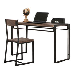 Sunset Trading - Reclaimed Elm Desk with Chair - Desks And Hutches