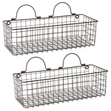 DII 6.7" Modern Style Iron Wire Medium Wall Baskets in Bronze (Set of 2)