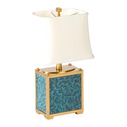 LAMP TABLE TEAL MALACHITE / BRASS - Table Lamps