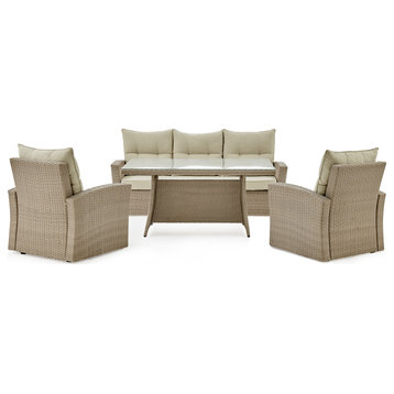 Canaan All-Weather Wicker Outdoor Set, Sofa, Two Arm Chairs, Cocktail Table