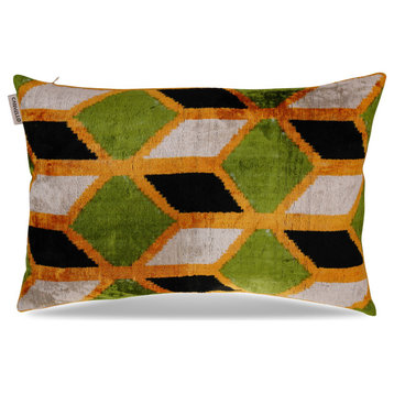 Canvello Handmade Gold Army Green Throw Pillow 24x16