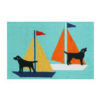Liora Manne Frontporch Sailing Dog Indoor/Outdoor Rug, Blue, 24"x36"