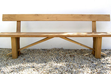 Zen Oak dining bench with back