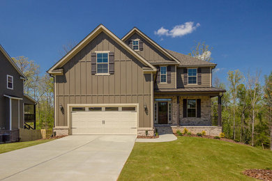 Inspiration for a large modern two-story house exterior remodel in Atlanta