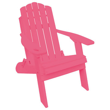 Poly Lumber Country Classic Adirondack Chair With Cup Holder, Pink, Without Smart Phone Holder