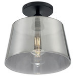 Nuvo Lighting - Motif One Light Semi Flush Mount, Black / Smoked Glass - Motif 1 Light 10 in. Semi-Flush Black with Smoked Glass