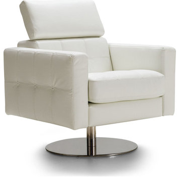 Milo Accent Chair - White, Full Grain Italian Leather