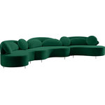 Meridian Furniture - Vivacious Velvet Upholstered 3-Piece Sectional, Green - Give your sitting area a touch of Hollywood glam with this Vivacious velvet sectional. This boudoir-inspired sectional couch offers ample room for your favorite peeps to hand out and relax. Its soft green velvet upholstery adds to its elegant demeanor, and it comes with both gold and chrome legs, so you can put a custom spin on your new sectional. Pillows are included for even more bliss-inducing comfort.