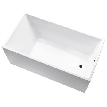 Vanity Art 55" Acrylic Freestanding Bathtub, White/Matte Black