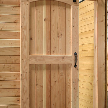 Arched Top Interior Rustic Barn Door with Sliding Track Hardware