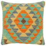Bareens Designer Rugs - Tribal Turkish Hocking Hand Woven Kilim Pillow - Embellish your home with this timeless casual chic handmade Southwestern Kilim throw pillow covers made with wool and cotton. Constructed on a loom by Nomad Turkman people with hand spun wool and Natural Vegetable dyes these beautiful Kilim pillow covers are known for their beautiful repetitive geometrical, naturalistic floral and traditional patterns yet still giving it a moden look. Masterfully artisan-crafted on traditional Kilim looms with a contemporary fashion palette producing bold intricate sharp patterns making them a standout piece in any decor.