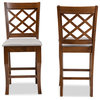 Gray Fabric Walnut Brown Finished Wood 2-Piece Counter Height Pub Chair Set