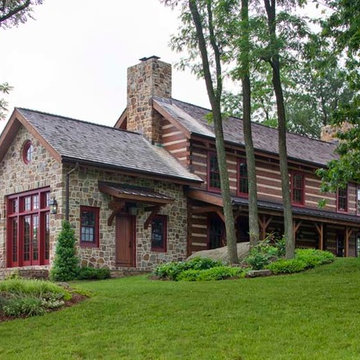Custom Log Home with Stone