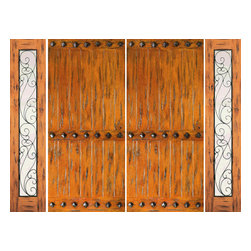 Prehung Double Door with Two Sidelites, Front, Knotty Alder - Front Doors