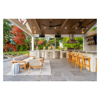Porcelain Paradise with a Party Pavilian - Transitional - Patio - New ...
