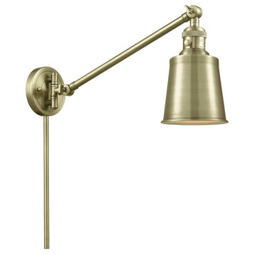 Addison 1-Light LED Swing Arm Light, Antique Brass, Shade: Oil Rubbed Bronze