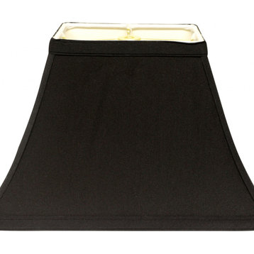 14" Black with White Lining Rectangle Bell Shantung Lampshade