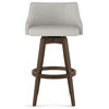 Amisco Nolan Swivel Stool, Pale Grey Beige Polyester / Brown Wood, Bar Height