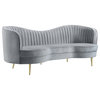 Coaster Sophia 2-Piece Contemporary Velvet Camel Back Sofa Set in Gray
