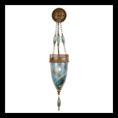 Fine Art Lamps 608850-3ST Scheherazade Bronze Desert Sky Blue Glass Wall Sconce
