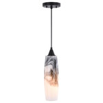 Vaxcel - Milano 4.25"W Mini Pendant Oil Rubbed Bronze London Fog Glass - The Milano collection of lights feature softly radiused hand-blown glass that gracefully blends into almost any decor. Because each glass is handcrafted utilizing century-old techniques, no two pieces are identical. The London fog glass is housed in a oil rubbed bronze finish for a contemporary and artistic look. Install this pendant individually or in a group; ideal for kitchens, dining areas, or bar areas.