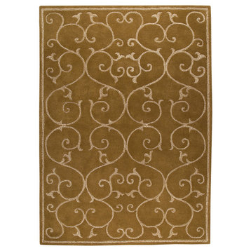 Hand Tufted Olive Green New Zealand Wool Area Rug, 5'6"x7'10"